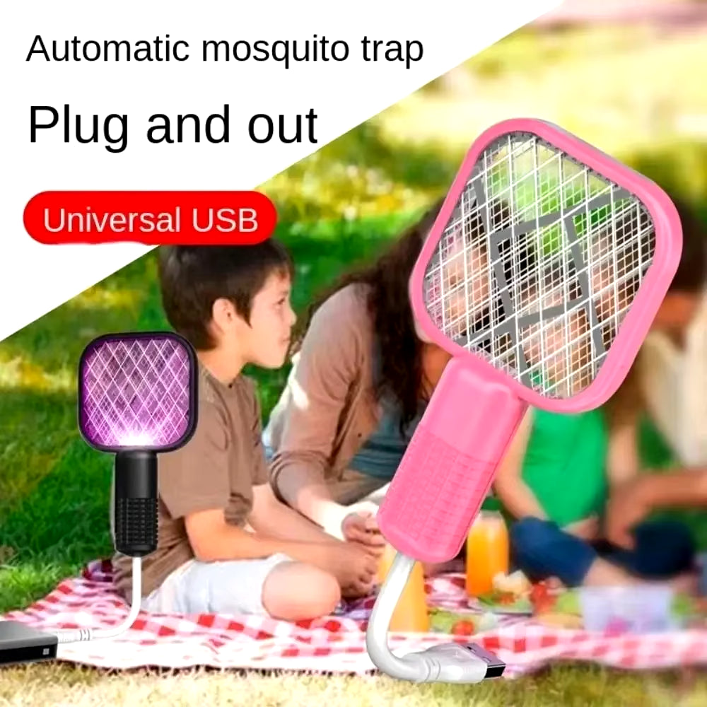 USB Mosquito Swatter Portable UV Light Car Mosquito Killing Trap Household Outdoor Picnic Camping Travel Hotel Pest Repellent