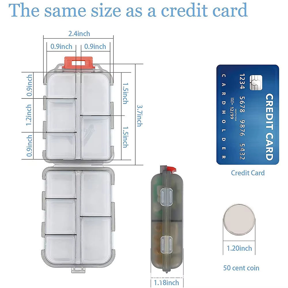 10 Grids Pill Organize Storage Container with 147 Labels Pill Case Health Medicine Organizer Travel Supply Mini Pill Box