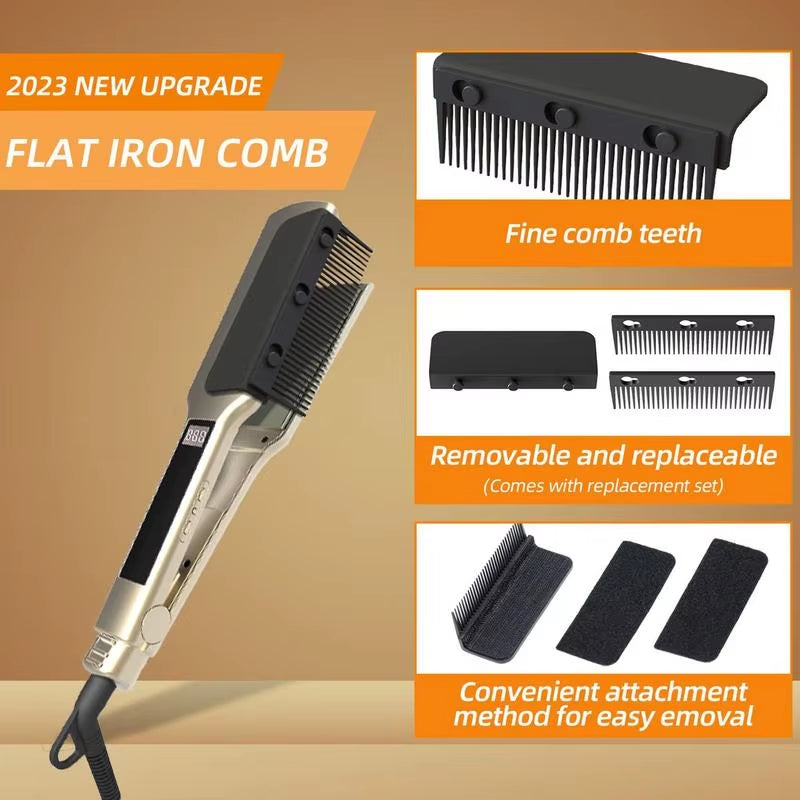 Hair Straightener Comb Clip on Grip Comb for Flat Iron Universal Size Detachable Flat Iron Comb Attachment for DIY Combs