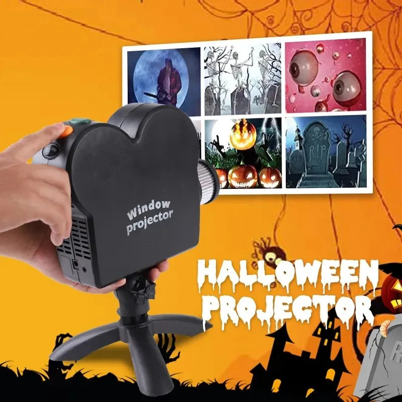 Halloween Christmas Projector Garden Decoration Lighting Wonderland Horror Movie and Tripod Light Show Window Built-In 12 Movies