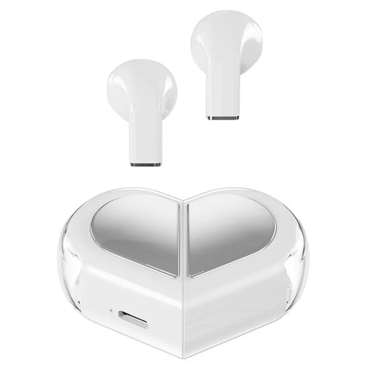 New Fashionable Bluetooth Wireless Headphone Heart Shaped TWS Headset Women'S Heart Shaped In-Ear Earbuds Couple Earphone Presen