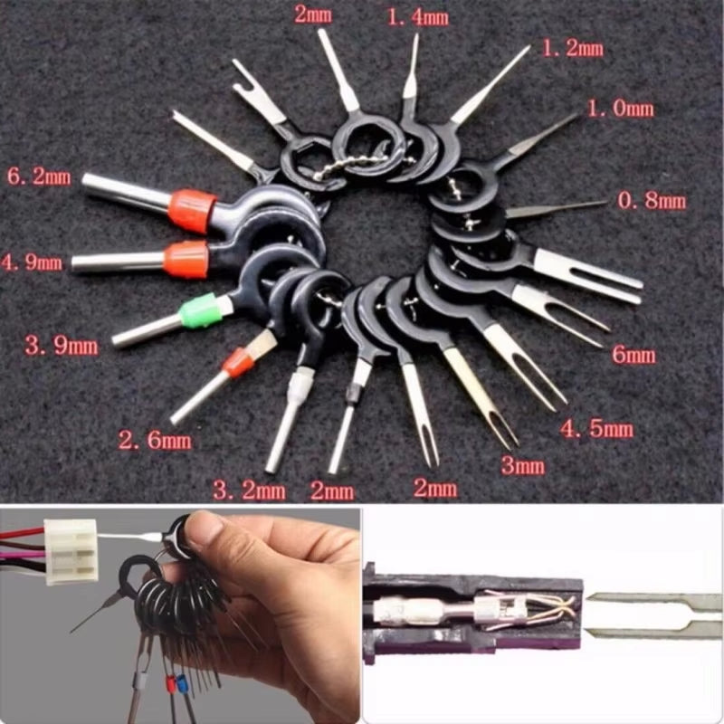 26-11Pcs Car Terminal Removal Repair Tools Electrical Wiring Crimp Connector Pin Extractor Kit Keys Automotive Plug Pullers