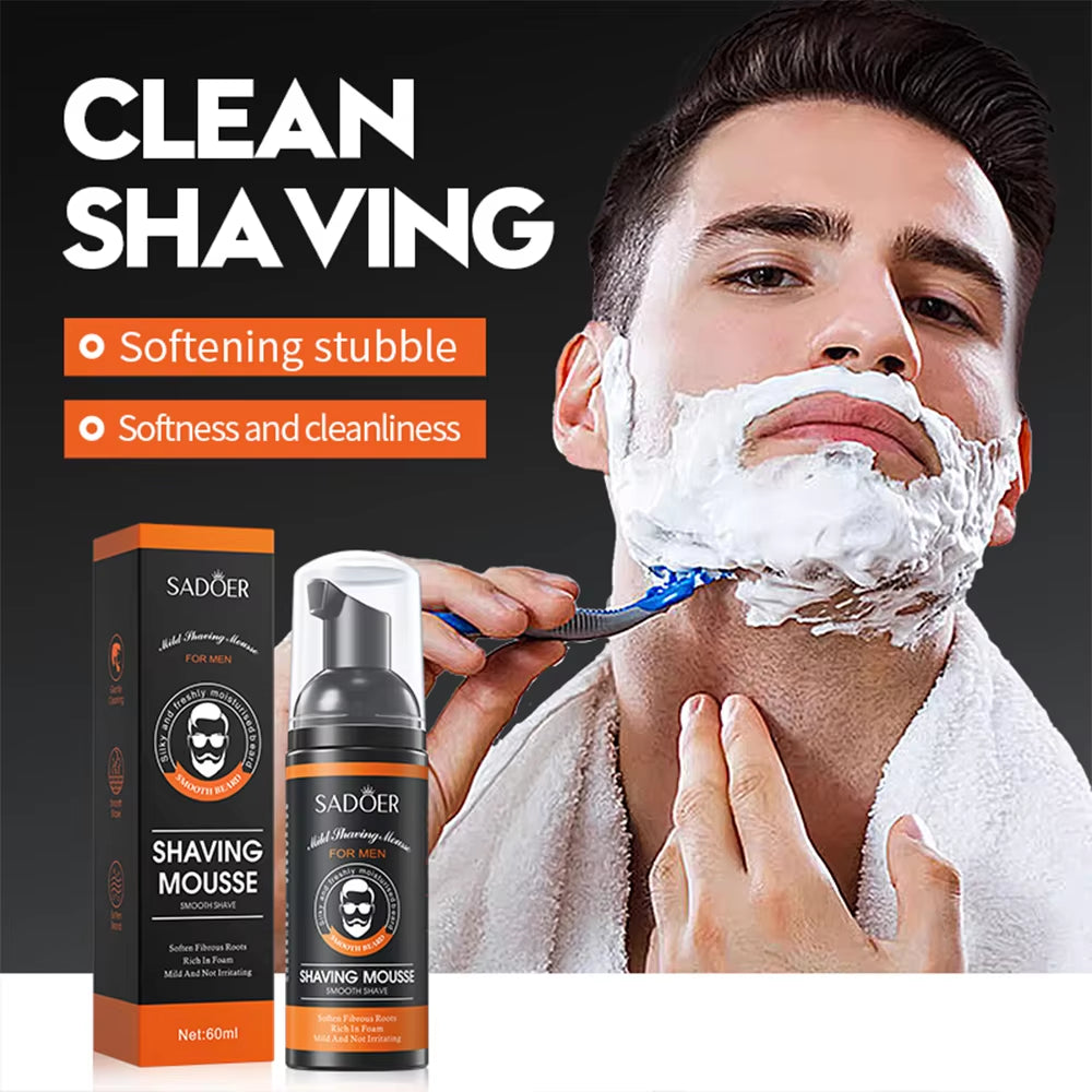 1/2Pcs Men'S Shaving Mousse 60Ml Soft Beard Shaving Foam for Refreshing Man Moisturizing Soften Fibrous Roots Not Irritating