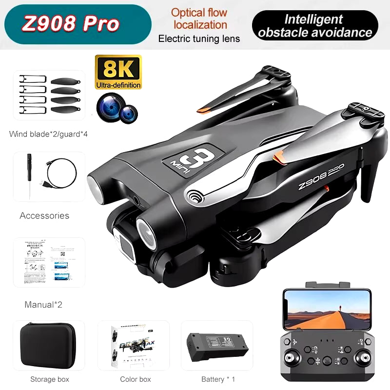 Z908 Pro Max Drone Professional 8K GPS Dual HD Aerial Photography FPV Brushless Obstacle Avoidance Quadcopter 9000M