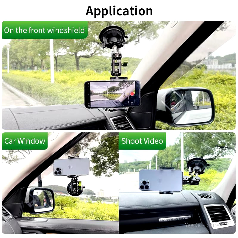 Universal Metal Phone Clamp Holder in Car Ball Head Bracket Suction Cup Mount 360 Rotate Stand for Iphone Samsung Xiaomi Clip