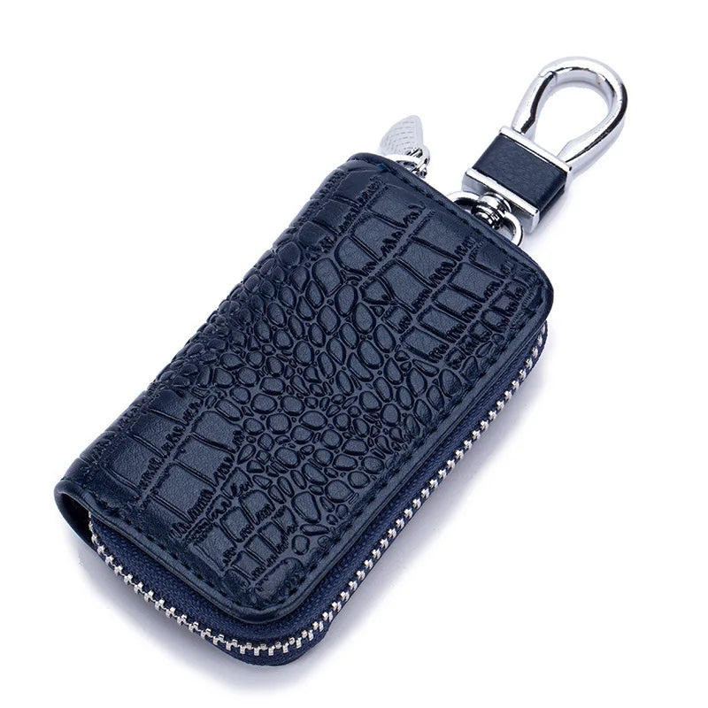 Premium Leather Mini Key Holder Pouch for Car Keys and Wallet - Unisex Organizer Keychain Case