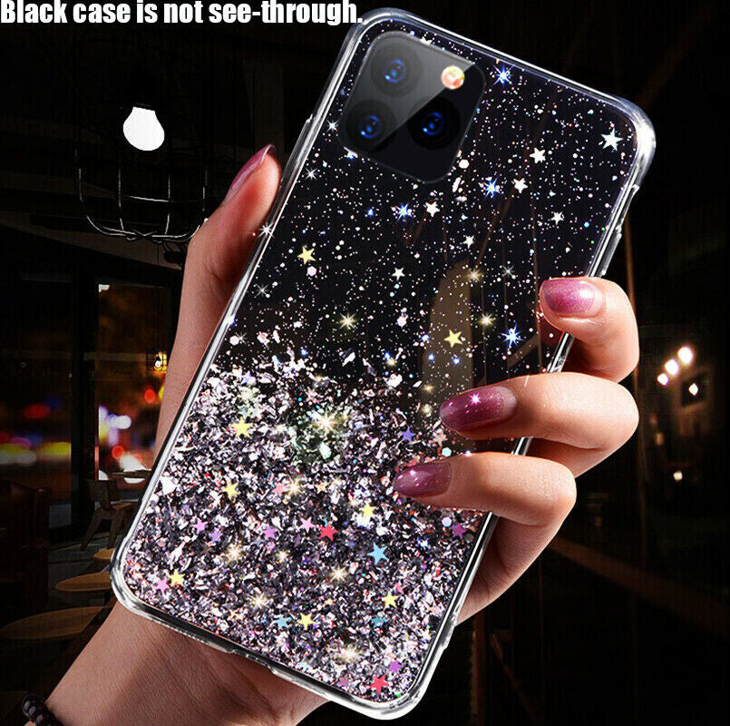 Iphone 15 12 Pro Max SE XR 8 7 14 X Sparkly Glitter Silicone Gel Case Soft Cover