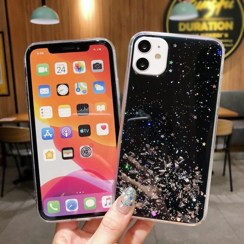 Iphone 15 12 Pro Max SE XR 8 7 14 X Sparkly Glitter Silicone Gel Case Soft Cover