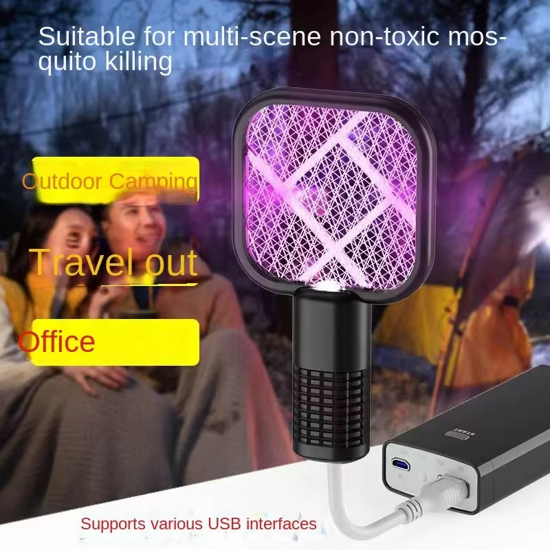 USB Mosquito Swatter Portable UV Light Car Mosquito Killing Trap Household Outdoor Picnic Camping Travel Hotel Pest Repellent