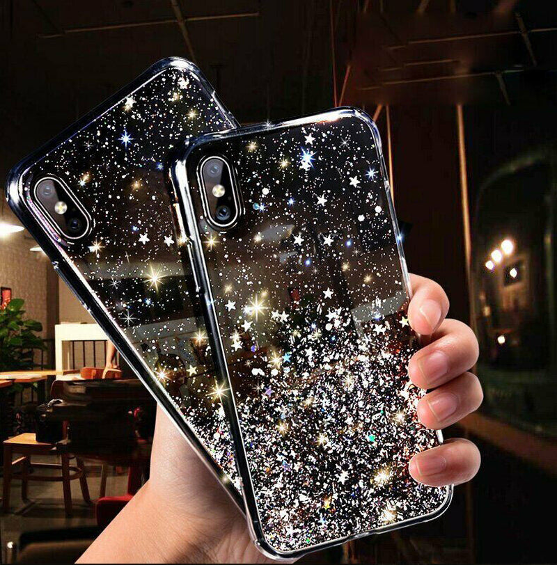 Iphone 15 12 Pro Max SE XR 8 7 14 X Sparkly Glitter Silicone Gel Case Soft Cover