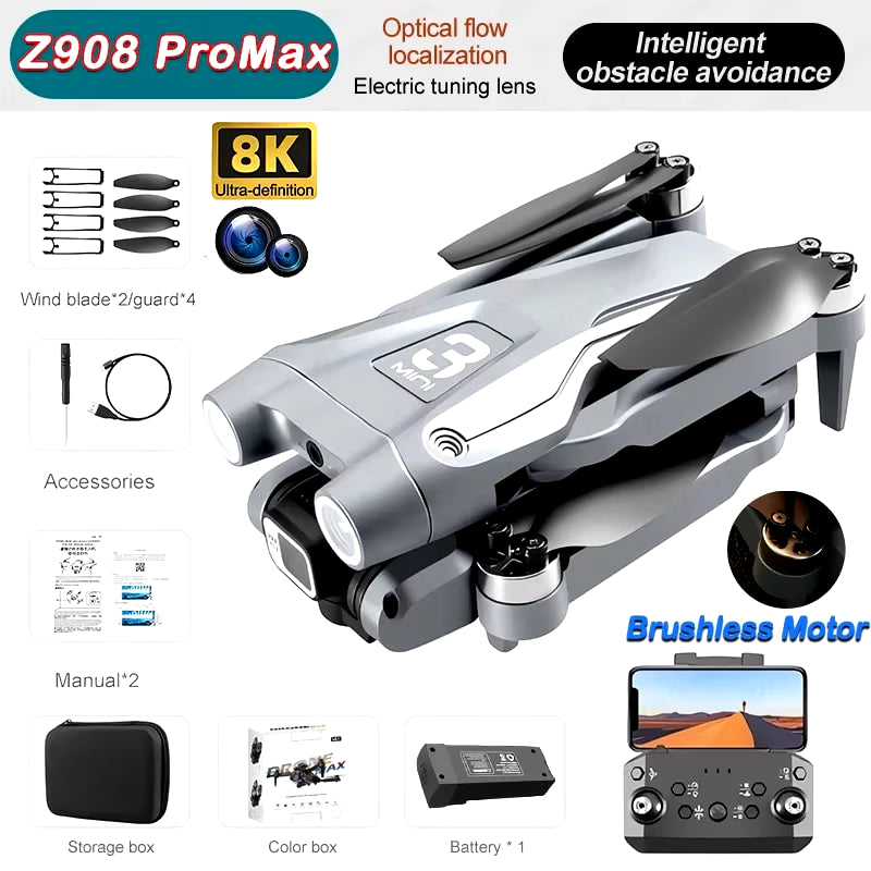 Z908 Pro Max Drone Professional 8K GPS Dual HD Aerial Photography FPV Brushless Obstacle Avoidance Quadcopter 9000M