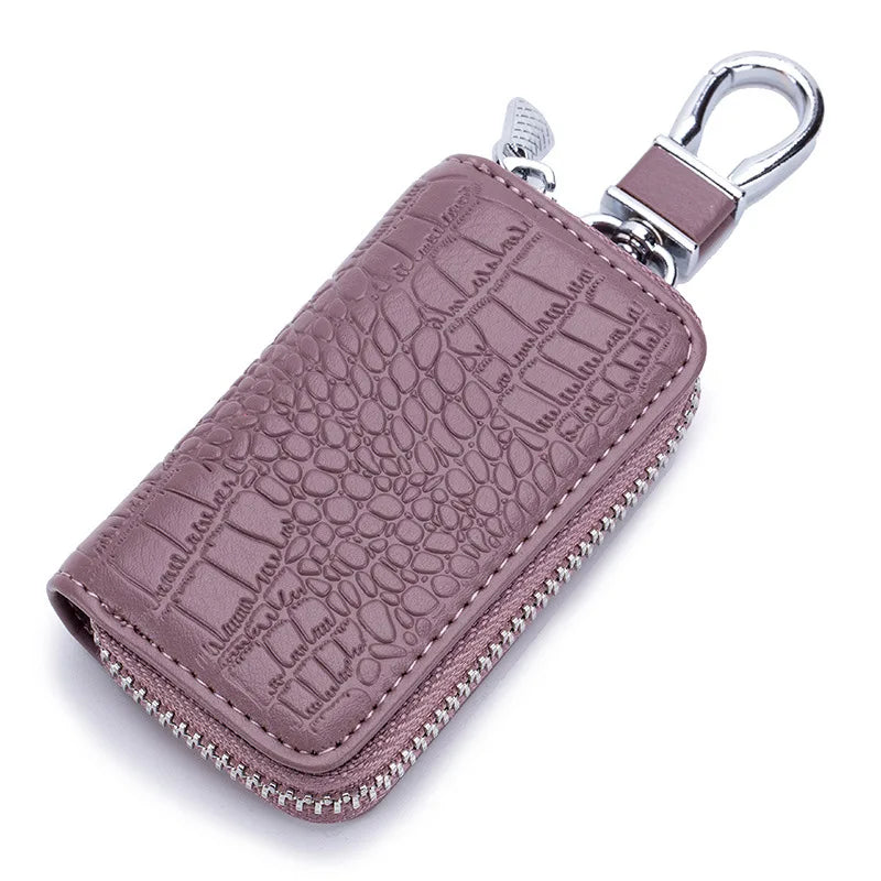 Premium Leather Mini Key Holder Pouch for Car Keys and Wallet - Unisex Organizer Keychain Case