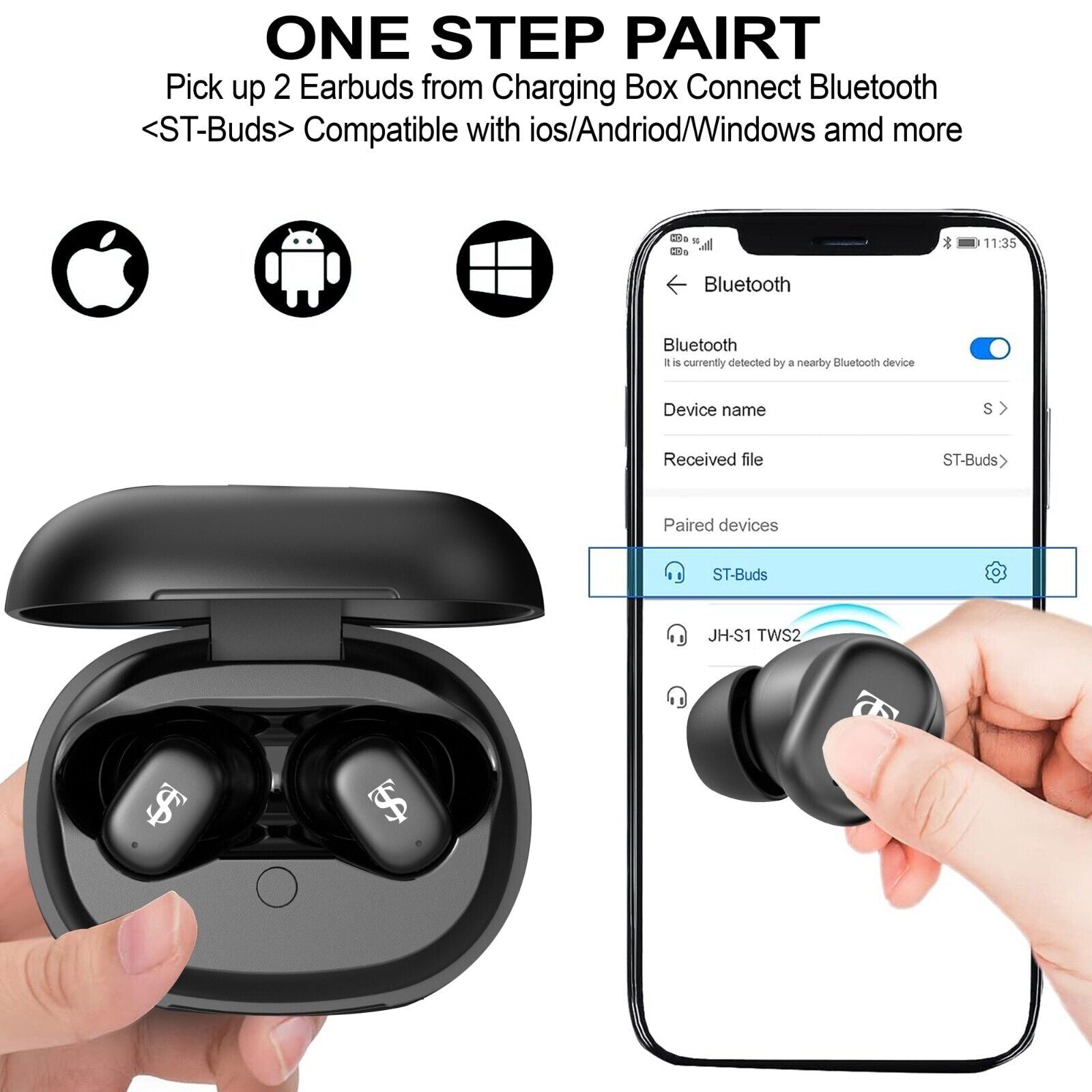 TWS Wireless Earbuds Headphone ANC Bluetooth 5.4 Earphones for Android & Iphone