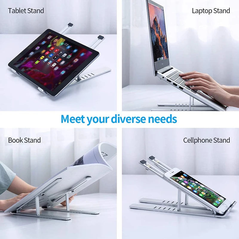 Aluminum Alloy Laptop Holder Stand Adjustable Foldable Portable for Notebook Computer Bracket Lifting Cooling Holder Non-Slip